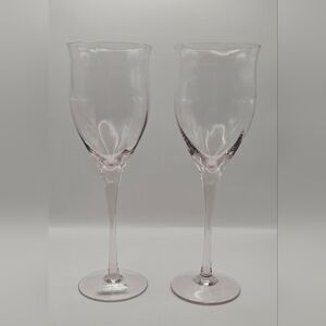Noritake Royal Pierpont Pink Crystal Wine Glasses Japan Pair